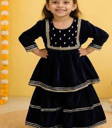 Blue mirror velvet sharara set