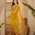 Mustard yellow georgette embroidered saree with belt kashmiri thread work festive wear saree