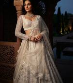 white color Embroidery Sequins Work net Lehenga Choli set