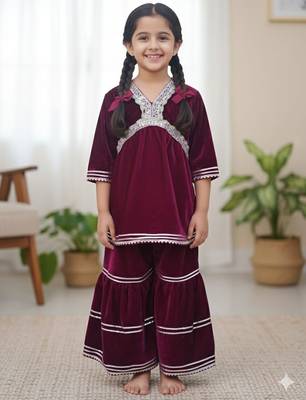 Pink alia cut sharara set 1