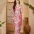 dusty pink gold crush silk blend embroidered saree with belt white thread work designer festive saree