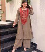 Women's Gorgeous Embroidery Work French Crepe Fabric Straight Kurta Palazzo Set