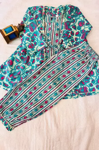 Kurta and afgani salwar set with jacket