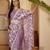 lavender gold crush silk blend embroidered saree with belt white thread work festive designer saree