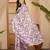 lavender gold crush silk blend embroidered saree with belt white thread work festive designer saree