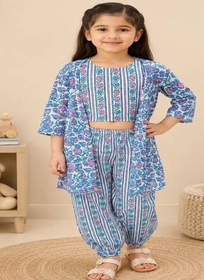 Floral 3pc kurta set with jacket 1
