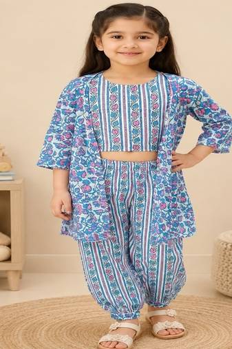 Floral 3pc kurta set with jacket