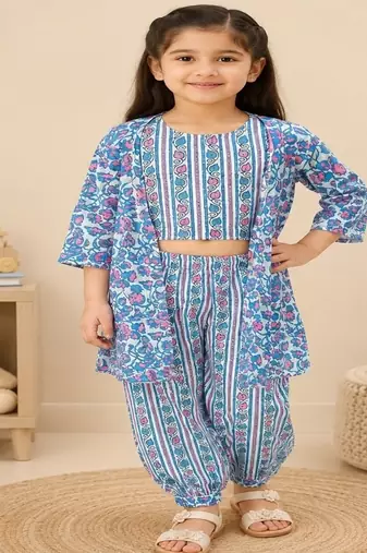 Floral 3pc kurta set with jacket