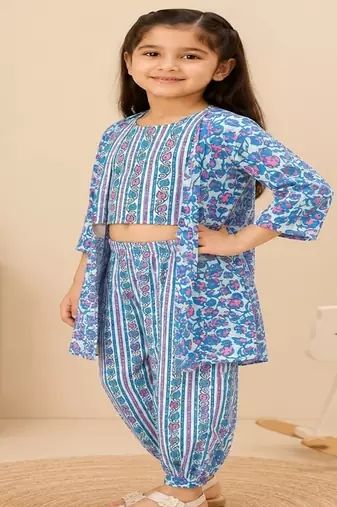 Floral 3pc kurta set with jacket