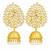 Gold-toned kundan jhumka earrings with pearl drops