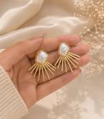Baroque pearl sunburst stud earrings in gold-tone