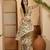 golden beige gold crush silk blend embroidered saree with belt white thread work festive designer saree