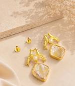 Love birds pearl drop earrings with baroque shell gold-plated earrings