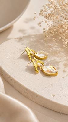 Love birds pearl drop earrings with baroque shell gold-plated earrings 3