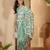 mint green gold crush silk blend embroidered saree with belt white thread work designer festive saree
