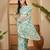 mint green gold crush silk blend embroidered saree with belt white thread work designer festive saree