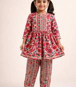 Pink kurta set with jacket