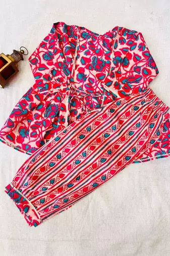Pink kurta set with jacket