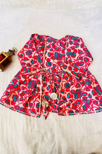 Pink kurta set with jacket