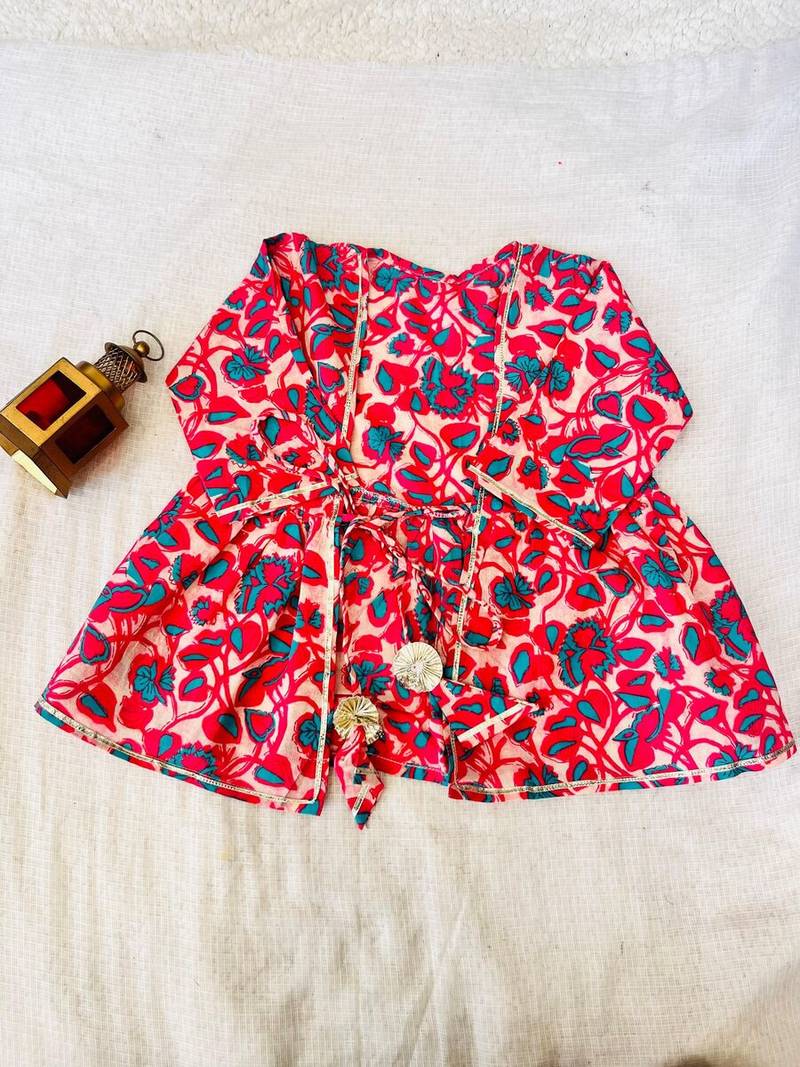 Pink kurta set with jacket