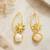 Gold-tone daisy flower baroque pearl drop earrings for women