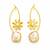 Gold-tone daisy flower baroque pearl drop earrings for women