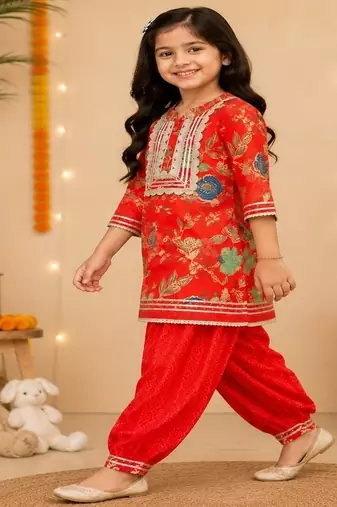 Red patiala kurta set