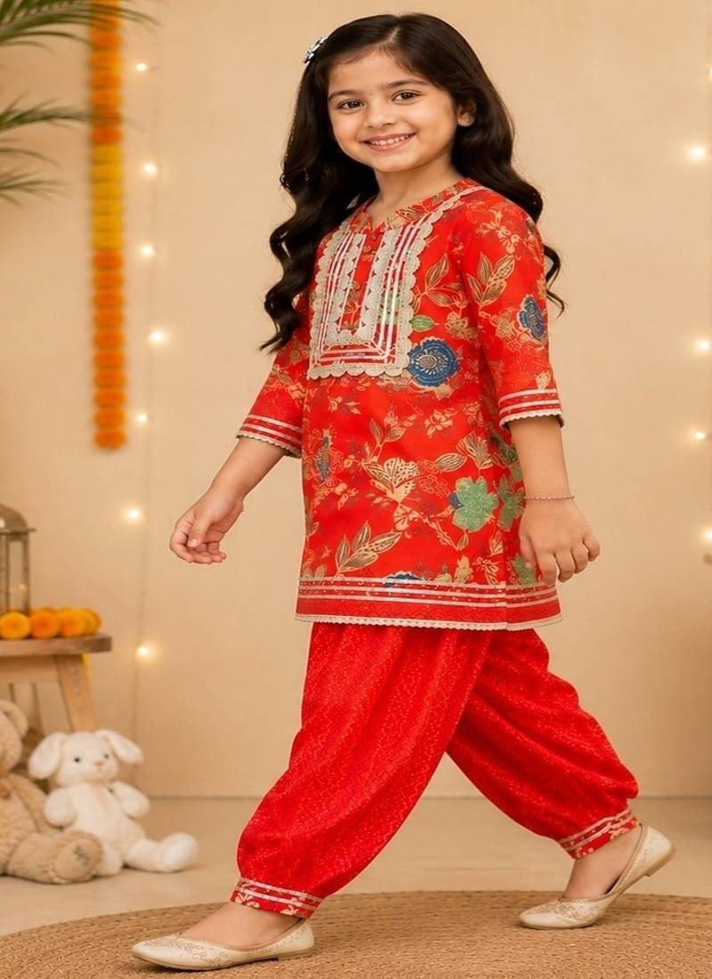 Red patiala kurta set