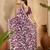 grape purple gold crush silk blend embroidered saree with belt white thread work festive designer saree