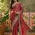 peach embroidered saree with paisley motifs
