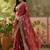 peach embroidered saree with paisley motifs