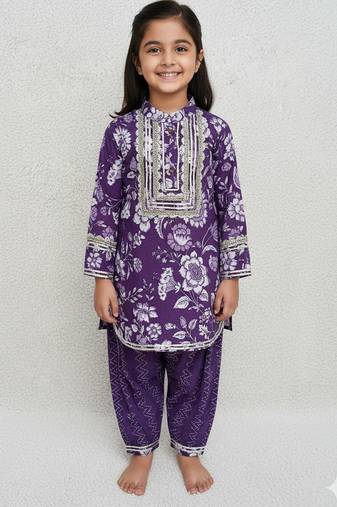Girls purple kurta set