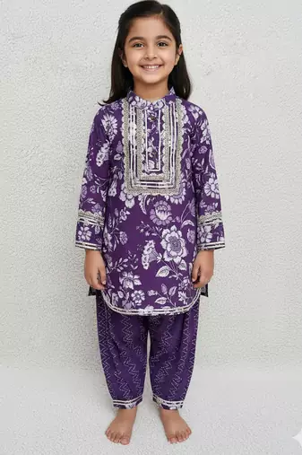 Girls purple kurta set