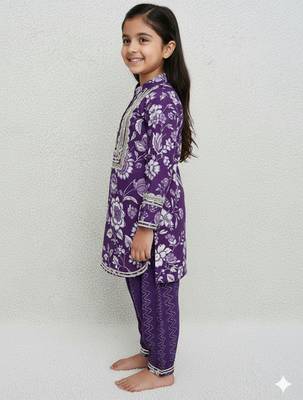 Girls purple kurta set 3