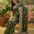 olive green embroidered saree with paisley motifs