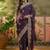 purple embroidered saree with paisley motifs