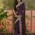 purple embroidered saree with paisley motifs