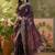 purple embroidered saree with paisley motifs