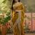 mustard embroidered saree with paisley motifs