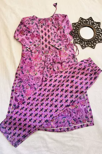 Lavender nyra cut kurta set