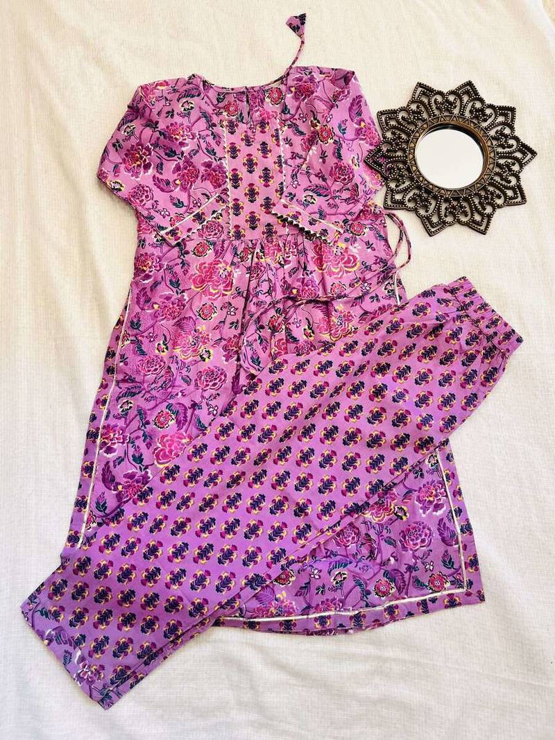 Lavender nyra cut kurta set
