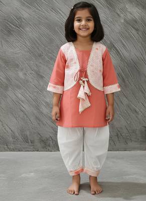 Peach tie-dye kurta set 1