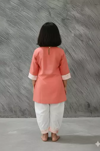 Peach tie-dye kurta set