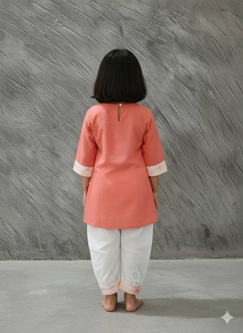 Peach tie-dye kurta set
