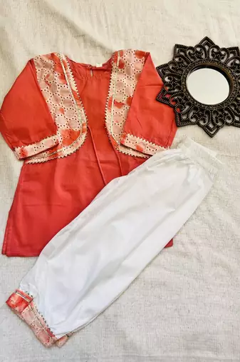 Peach tie-dye kurta set