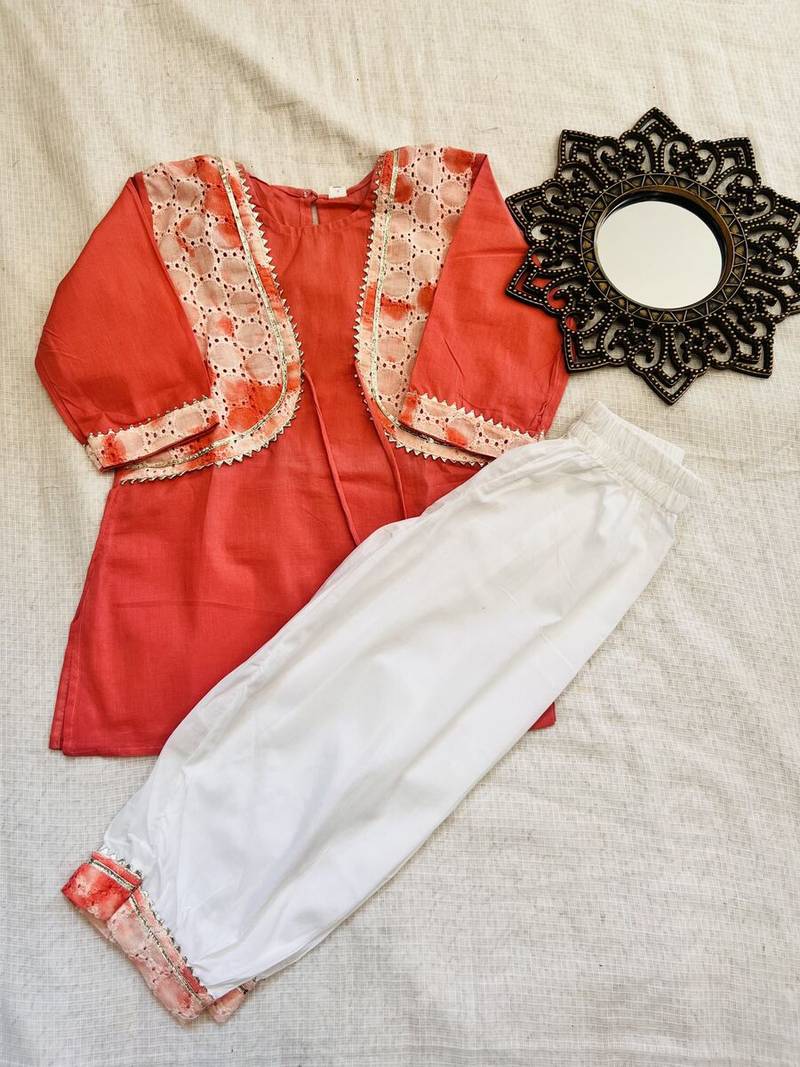 Peach tie-dye kurta set