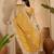 mustard yellow chocolate silk blend embroidered saree with belt sequence work designer festive saree