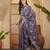 smoky grey chocolate silk blend embroidered saree with belt sequence work designer festive saree
