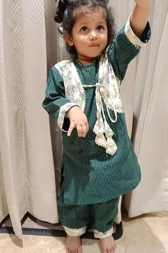 Green afghani kurta set