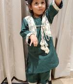 Green afghani kurta set